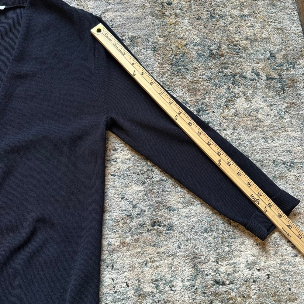 Gerard‎ Darel Paris Navy Blue Ribbed Open Front Longline Cardigan Sweater Sz 3 L - Picture 7 of 8